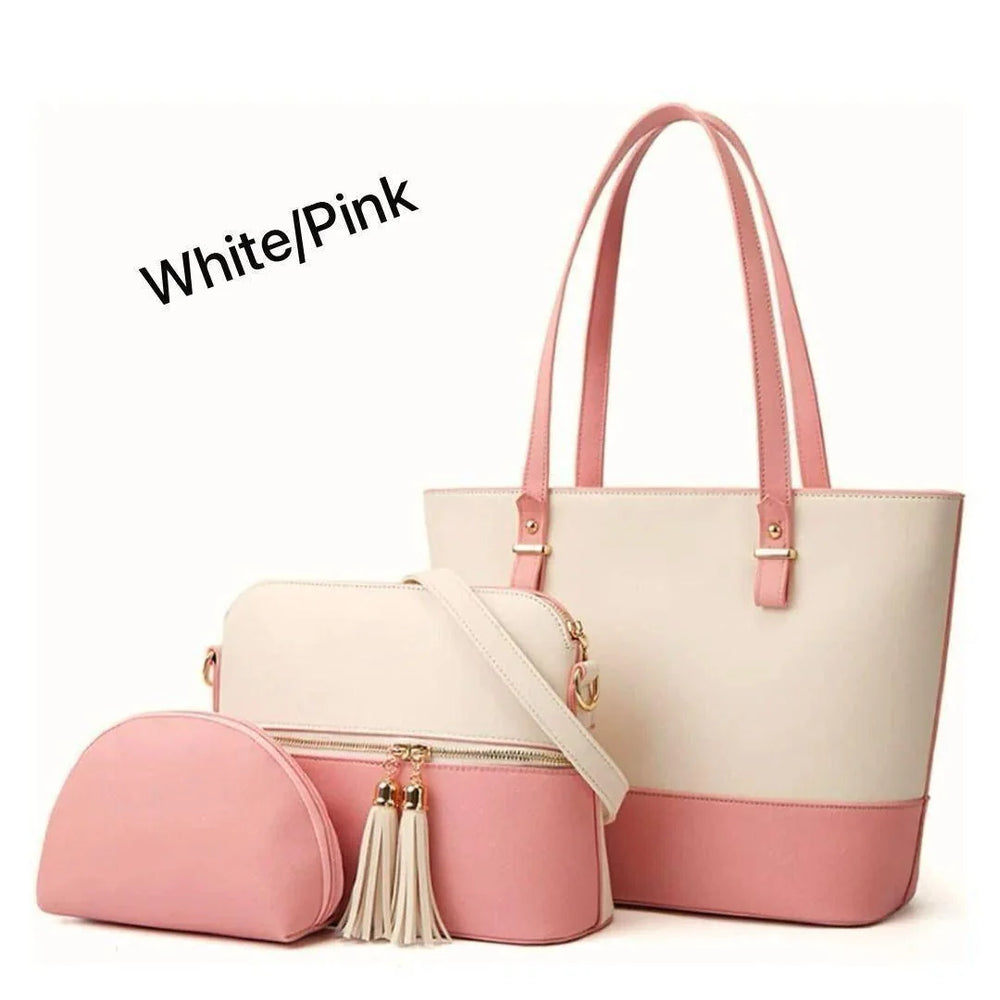 PU Leather 3-Piece Multicolor Handbag Set