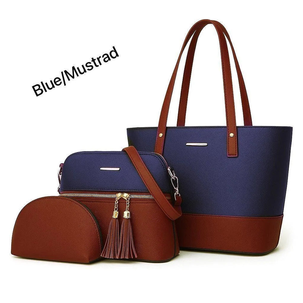 PU Leather 3-Piece Multicolor Handbag Set