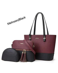 PU Leather 3-Piece Multicolor Handbag Set