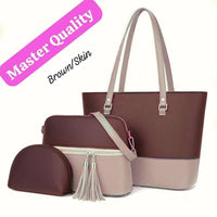 PU Leather 3-Piece Multicolor Handbag Set