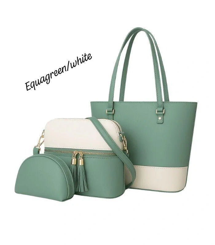 PU Leather 3-Piece Multicolor Handbag Set