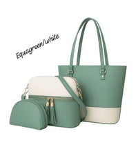 PU Leather 3-Piece Multicolor Handbag Set