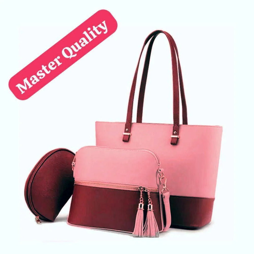PU Leather 3-Piece Multicolor Handbag Set