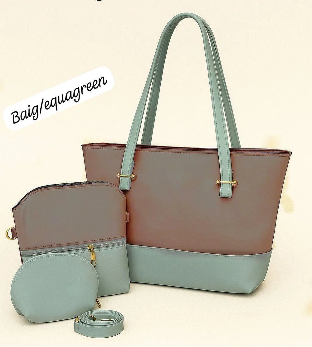 PU Leather 3-Piece Multicolor Handbag Set