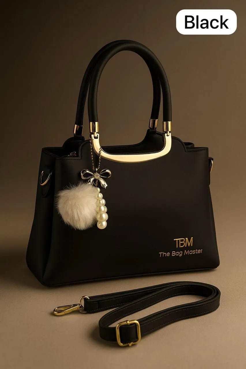 Black Rexine Handbag