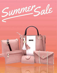 Pink Rexine Bag Set