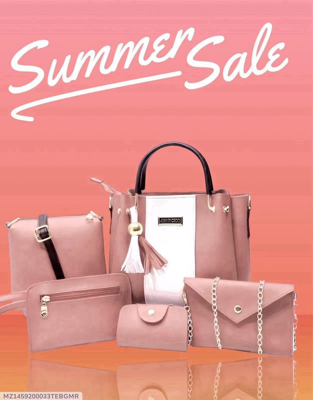 Pink Rexine Bag Set